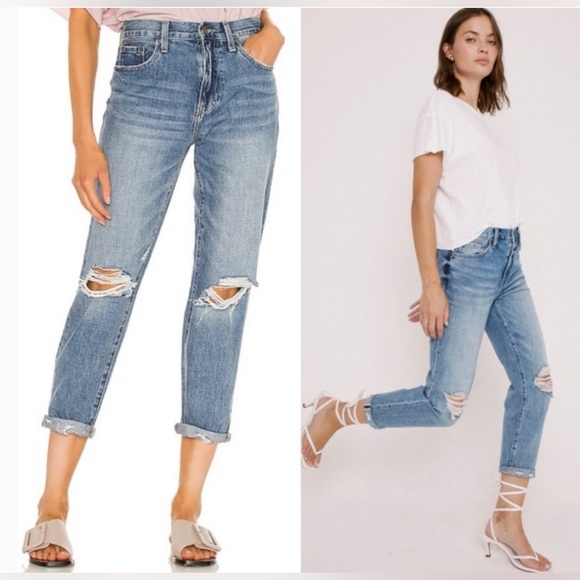 Pistola Denim NWOT Presley Distressed Relaxed Roller Jeans Medium Wash - Picture 3 of 8